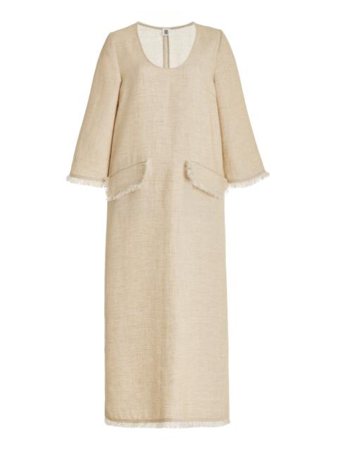BY MALENE BIRGER Delany Frayed Linen-Blend Midi Dress taupe