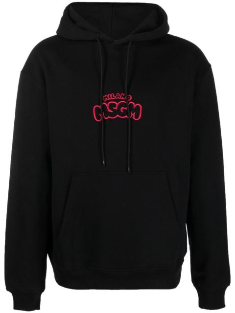 MSGM embroidered-logo cotton hoodie