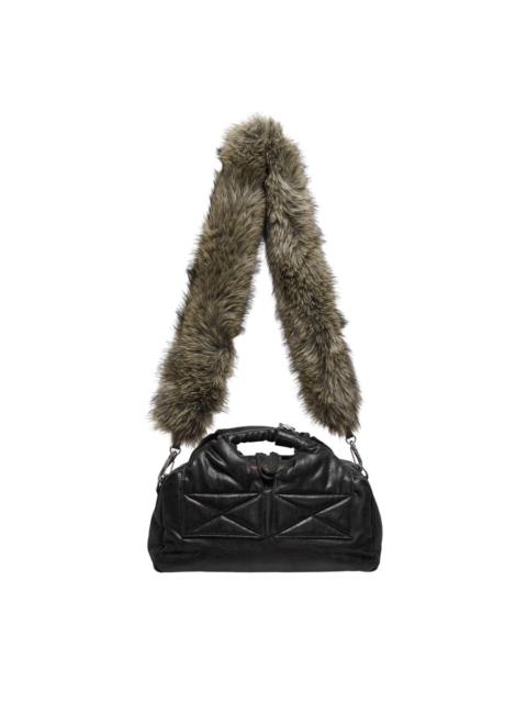 OPEN YY Oil Skin Mini Tote with Furry Strap