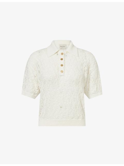 LE KASHA Qarar Crochet Linen Polo Shirt