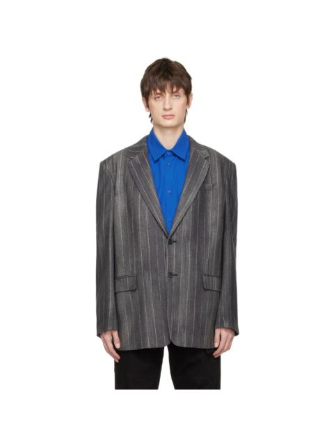VERSACE Gray Pastel Pinstripe Blazer