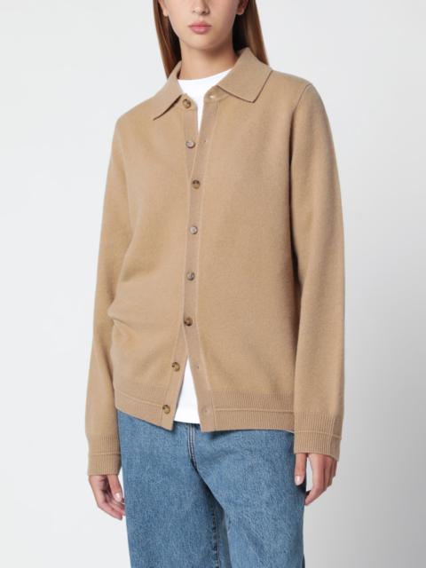 GUEST IN RESIDENCE Camel-colored Felted Plaza shirt-style cardigan
