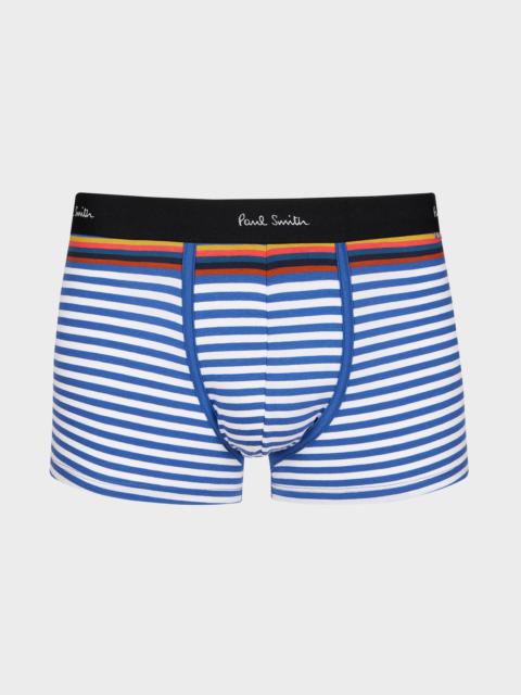 Blue and White Stripe Low-Rise Boxer Briefs