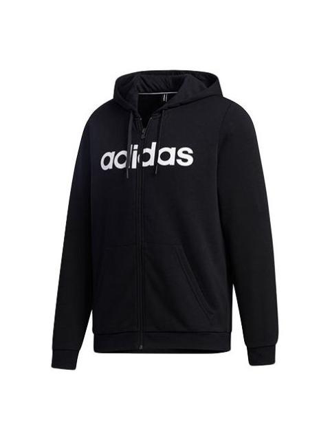 adidas neo Alphabet Printing Casual Sports Zipper Black GJ8927