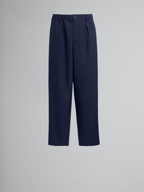 Marni BLUE CROPPED TROUSERS IN TROPICAL WOOL