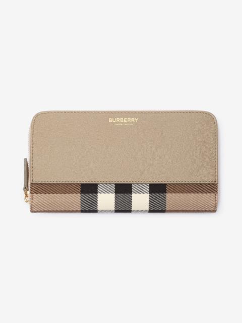 Burberry Large Check and Leather Zip Wallet
