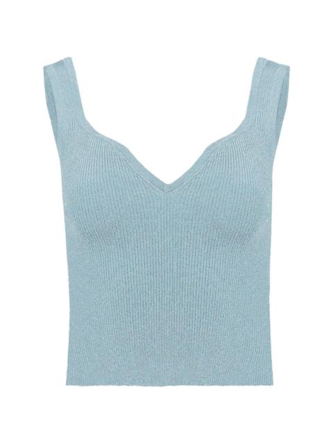 sweetheart-neck ribbed tank top