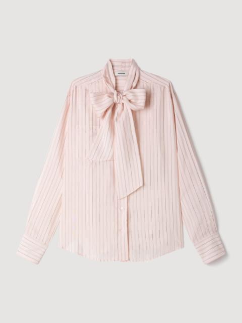 Sandro STRIPED TIE-NECK SHIRT