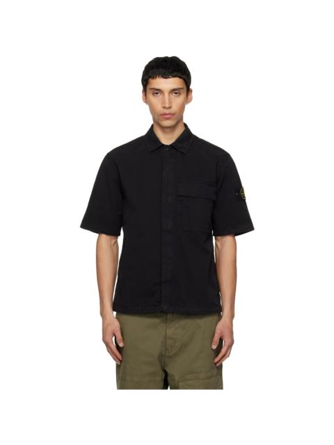 Stone Island Black 1100025 Stretch Organic Cotton Twill Shirt