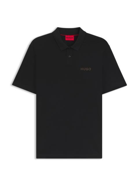 HUGO COTTON-PIQUÉ POLO SHIRT WITH LOGO APPLIQUÉ