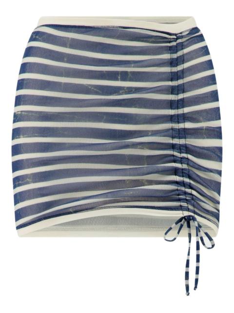 Jean Paul Gaultier Marinière print gathered mini skirt