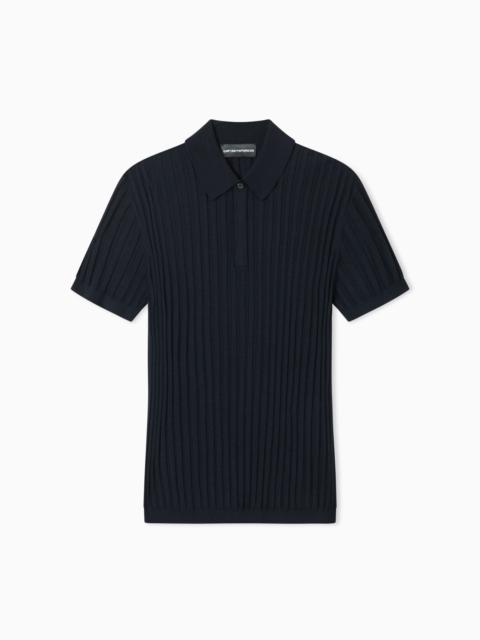 EMPORIO ARMANI TRAVEL ESSENTIAL JACQUARD POLO COLLAR SWEATER