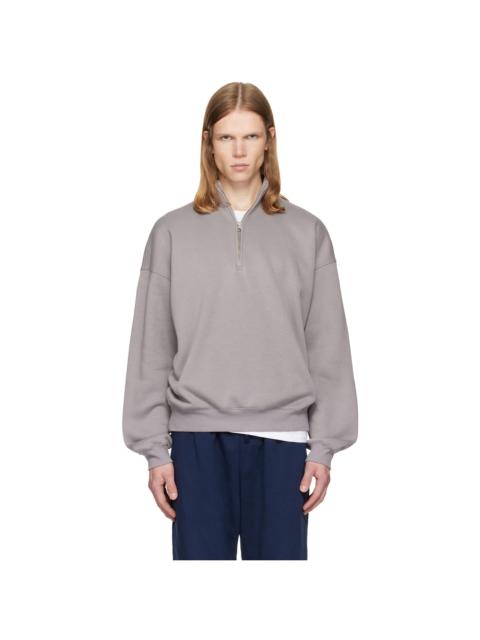 SKIMS Gray Fleece Lounge Relaxed Quarter Zip Sweatshirt