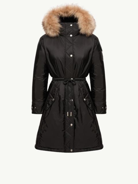 Moncler Moustique Hooded Shearling Trimmed Long Down Parka