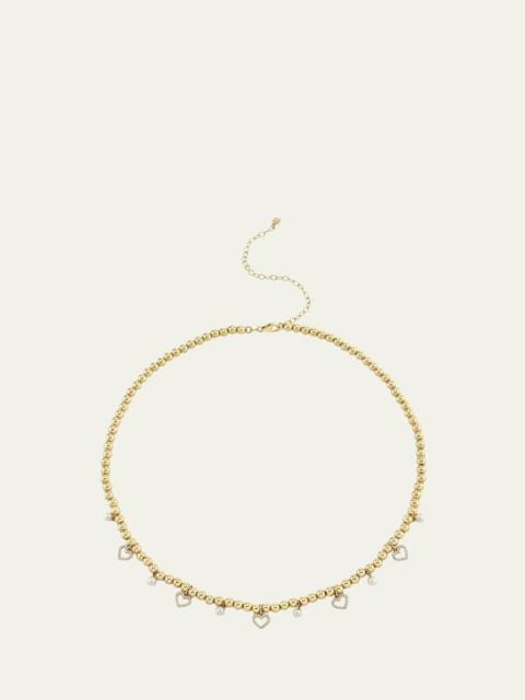 SYDNEY EVAN 14K Diamond Heart and Pearl Charm Necklace
