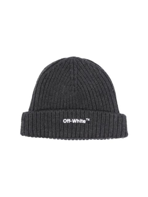 Off-White embroidered-logo ribbed-knit beanie