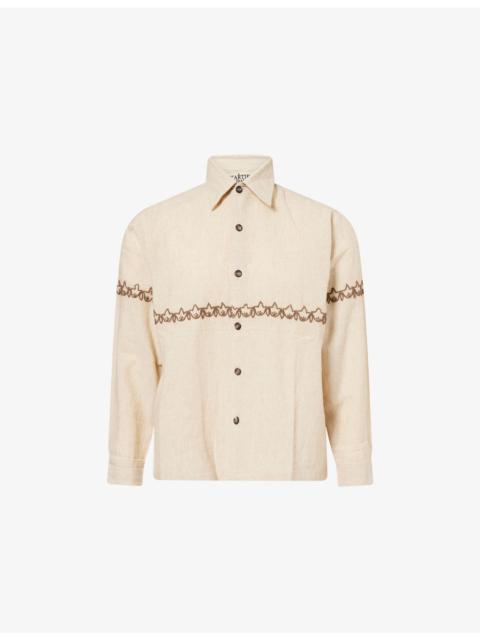 KARTIK RESEARCH Hand-Embroidered Stitch Ramie Shirt
