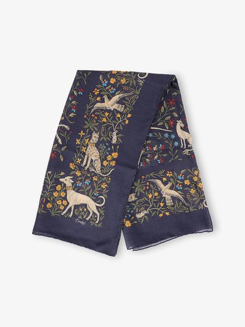 Drake's Unicorn Garden Wool and Silk-Blend Scarf
