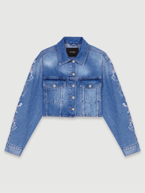 maje Embroidered denim jacket