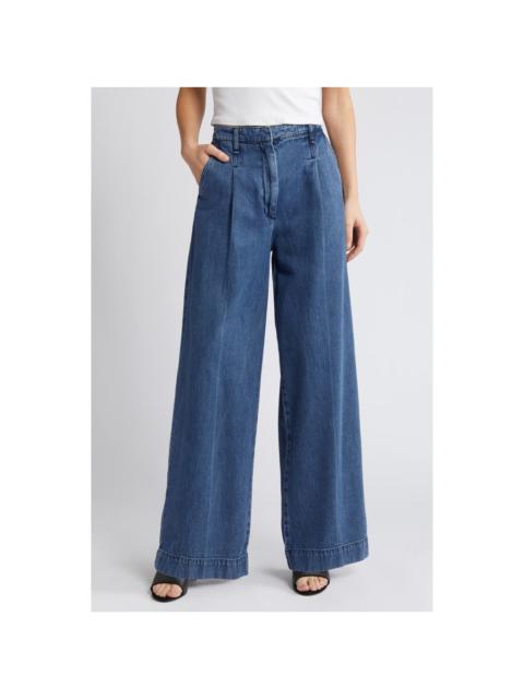 rag & bone rag & bone Featherweight Abigail Pleated Wide Leg Jeans in Stark at Nordstrom