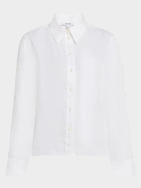 REISS Leora Self-Tie Linen Blouse