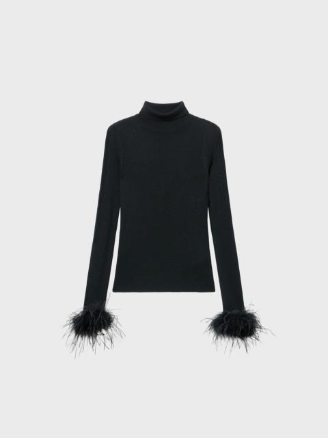 Blumarine RIBBED WOOL SWEATER WITH FEATHERS