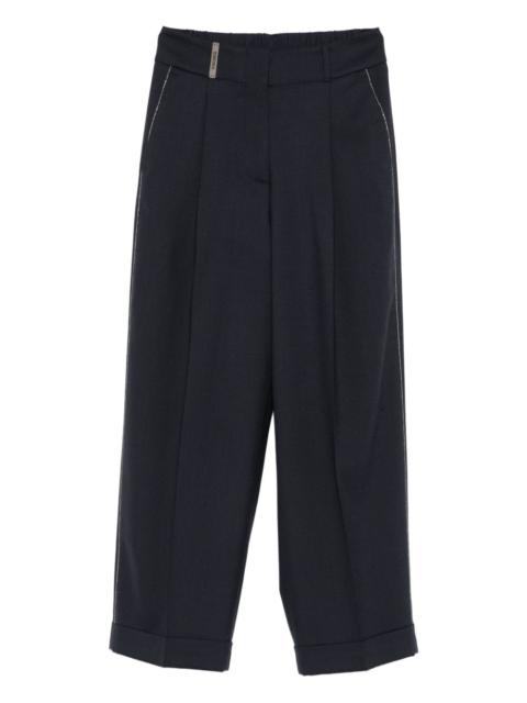 PESERICO pleated side-stripe trousers