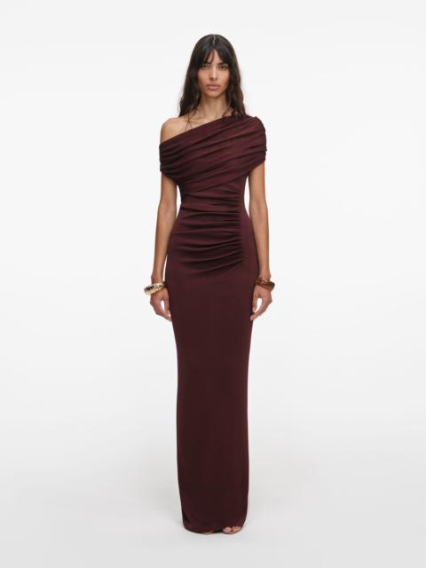 self-portrait Brown Draped Knit Midi Dress