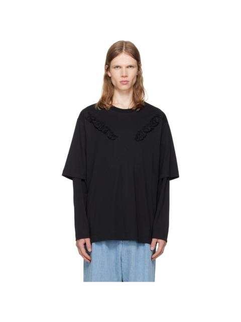 Simone Rocha Black Ruffle Slash Layered Long Sleeve T-shirt