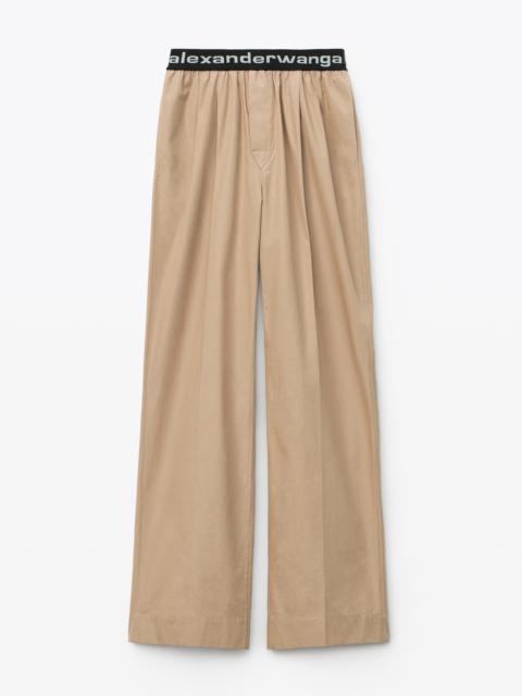 Alexander Wang LOGO ELASTIC PLEATED PANT IN COTTON