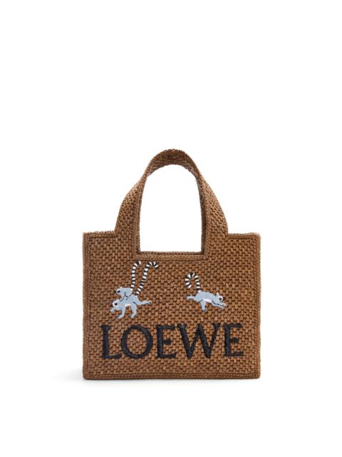 Loewe Lemur small Font Tote in raffia