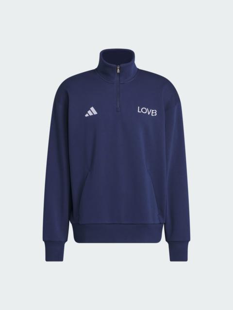 adidas LOVB FLEECE GRAPHICS QUARTER-ZIP SWEATSHIRT.