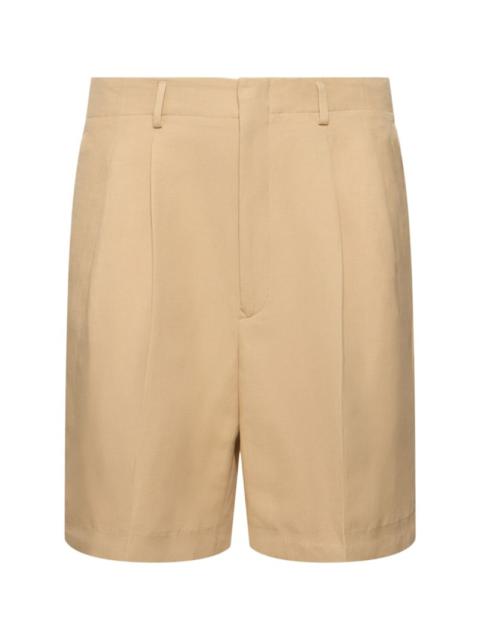 Joetsu pleated linen & silk shorts