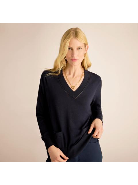 M.M.LaFleur Louella V-Neck Pullover - 365 Cotton Silk Knit
