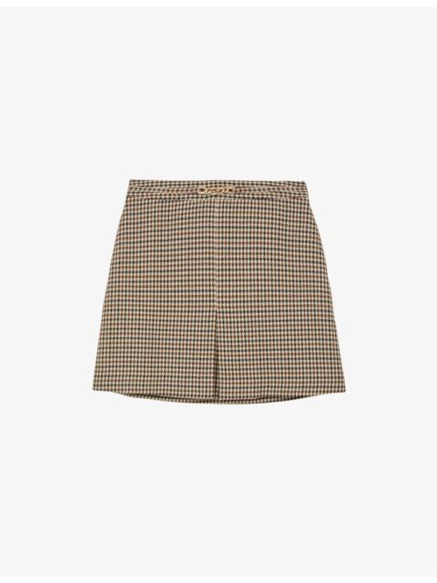 REISS Beatrix Checked Wool-Blend Mini Skirt