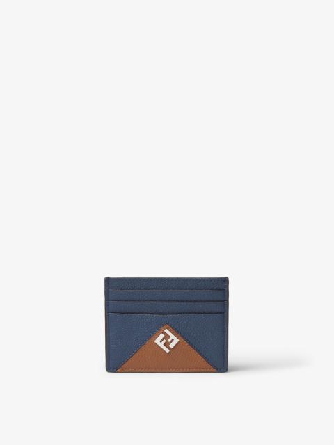 FENDI Fendi Lui Card Holder Blue and sellier brown leather card case