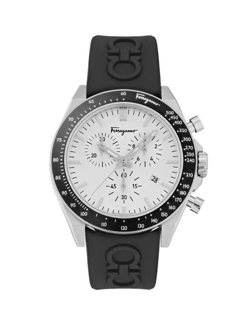 FERRAGAMO FERRAGAMO Urban Chrono Stainless Steel & Silicone Strap Watch/43MM