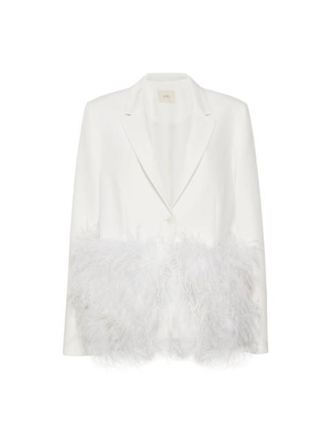 LAPOINTE Matte Crepe Feather Embroidery Relaxed Blazer