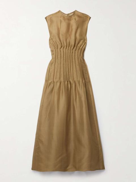 KHAITE Wes pintucked silk-organza maxi dress