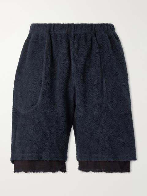 LES TIEN Straight-Leg Cotton-Fleece Drawstring Shorts