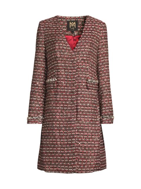 MILLY Women's Collarless Tweed Coat - Red Tweed