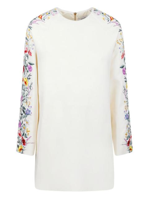 Leva floral-embroidery raglan-sleeve mini dress