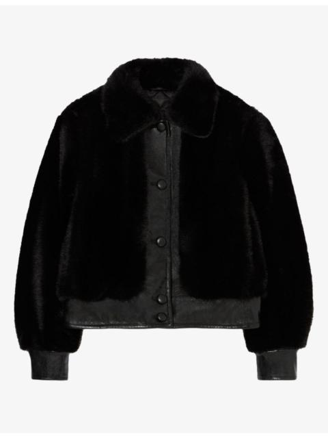 Claudie Pierlot Collared Button-Down Faux-Fur Jacket