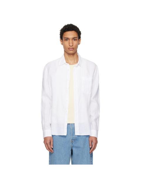 Merz b. Schwanen White Relaxed Linen Long Sleeve Shirt