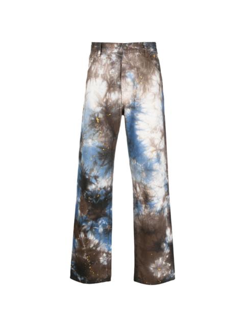 abstract-pattern straight-leg jeans