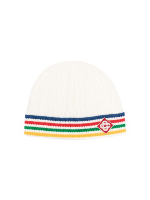 CASABLANCA striped cable-knit wool beanie
