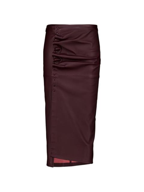 rabanne buttoned leather midi skirt