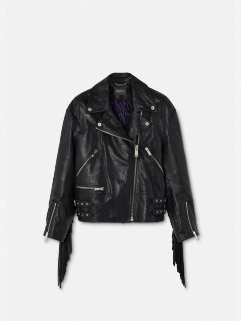 VERSACE Fringed Leather Jacket