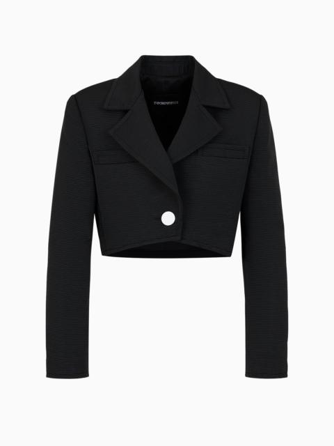 Cropped jacket with lapels in technical faille