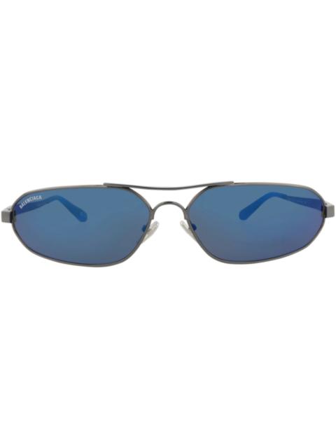 BALENCIAGA Balenciaga Shield-Frame Metal Sunglasses Ruthenium Ruthenium Blue (BB0227S-30013402-004)